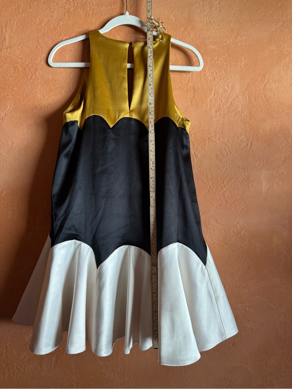 Maeve Scalloped Flare Mini Dress Black Gold Ivory Size S NWT - Picture 8 of 12